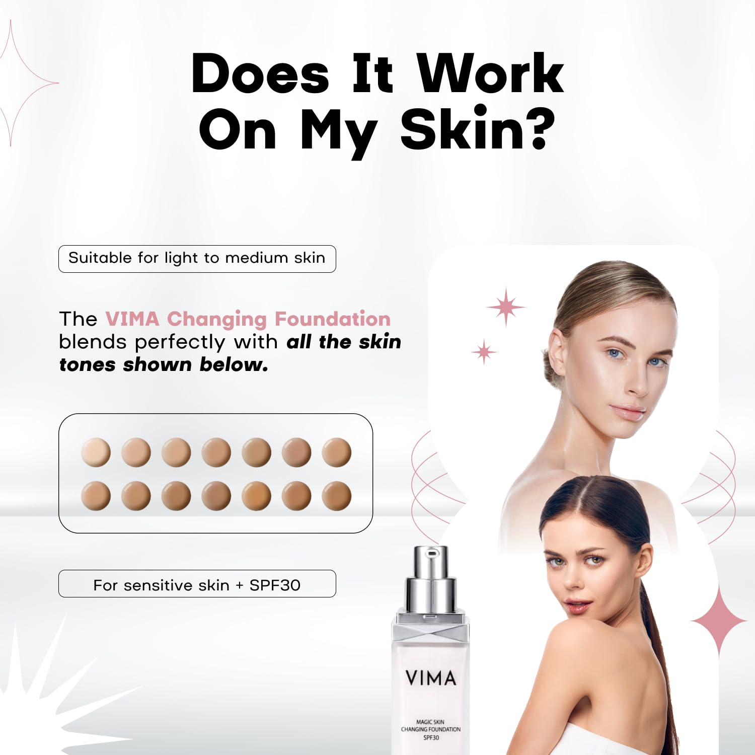 Color Changing Foundation with Sunscreen – Fragrance-free - Paraben-Free and Vegan Makeup – Lightweight, Long-Lasting Coverage – 1 fl oz