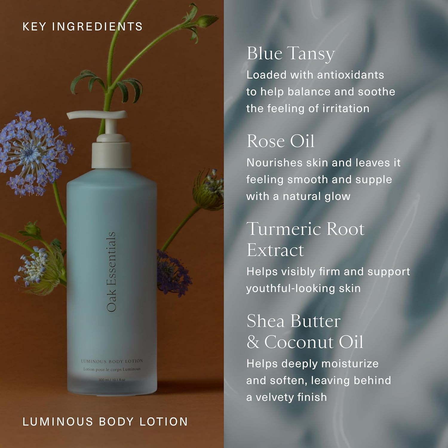 Luminous Body Lotion | Hydrating Blue Tansy Body Cream with Rose Oil, Turmeric, Shea Butter and Coconut Oil, 1.33 Fl Oz (Travel Size)