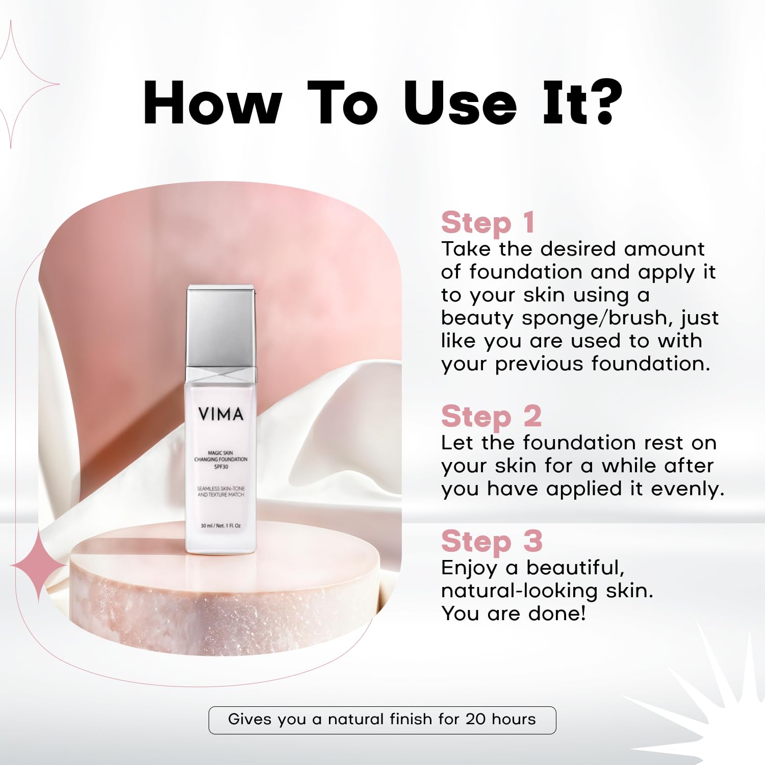 Color Changing Foundation with Sunscreen – Fragrance-free - Paraben-Free and Vegan Makeup – Lightweight, Long-Lasting Coverage – 1 fl oz