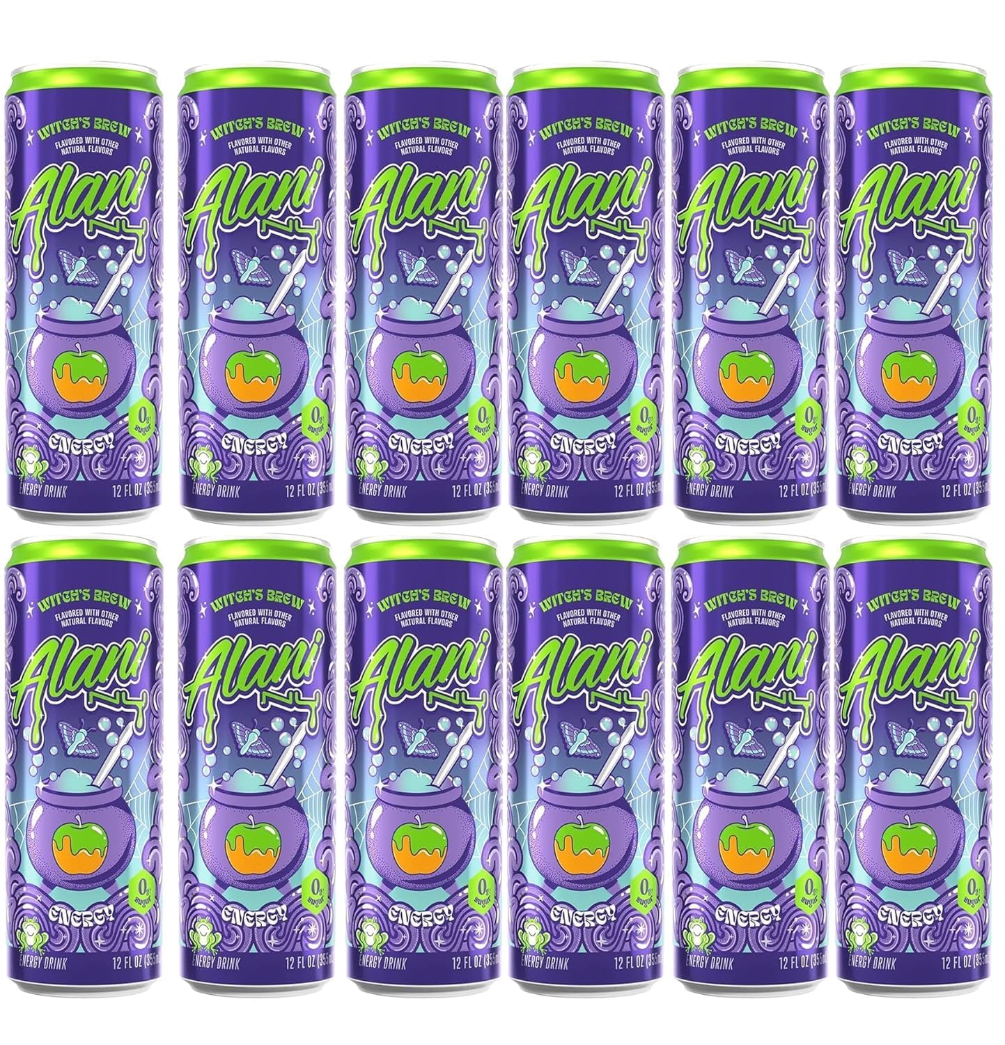 Witch's Brew Energy Drink, Sugar Free, Low Calorie Energy Drinks, 12 Fl Oz Cans, 12 Pack