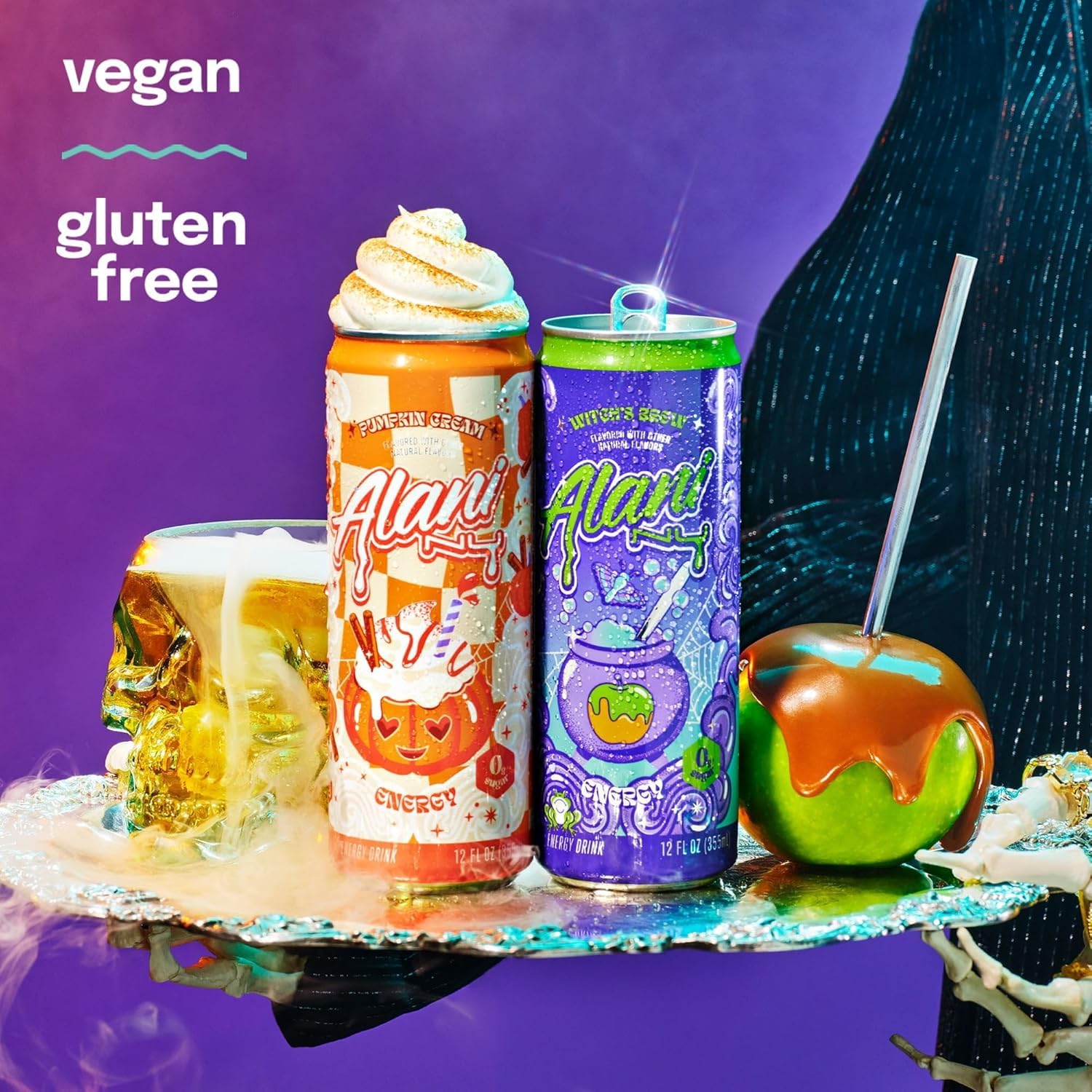 Witch's Brew & Pumpkin Cream Energy Drink Variety Pack, Sugar Free, Low Calorie, 12 fl oz, 4 Pack, Cans