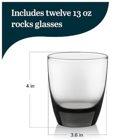 Classic Smoke Tumbler Glasses, Classy, Timeless Drinkware Set of 12, 18 Oz, Dishwasher Safe Drinking Cooler Glasses for Special