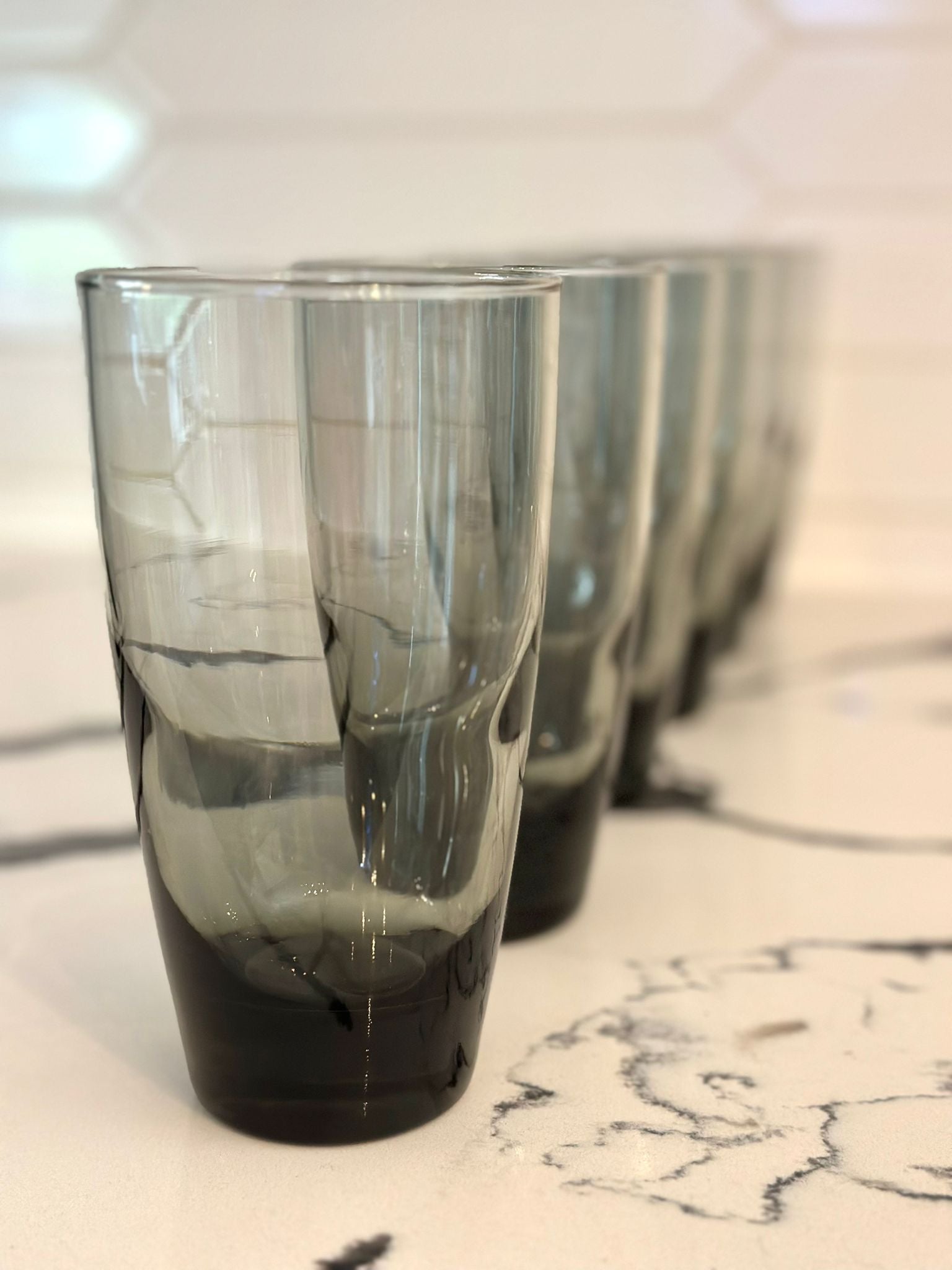 Classic Smoke Tumbler Glasses, Classy, Timeless Drinkware Set of 12, 18 Oz, Dishwasher Safe Drinking Cooler Glasses for Special